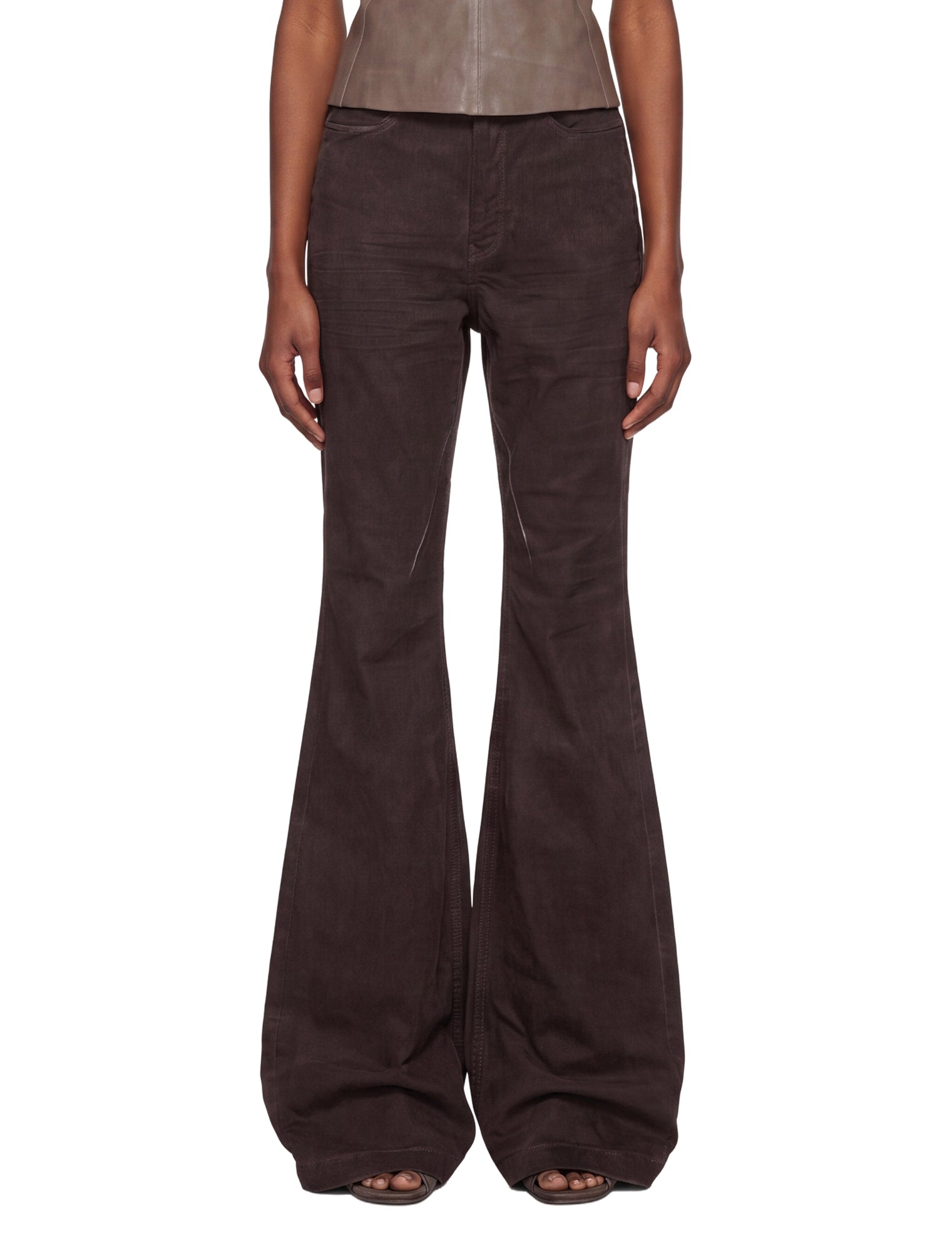 Jeans flare in marrone 