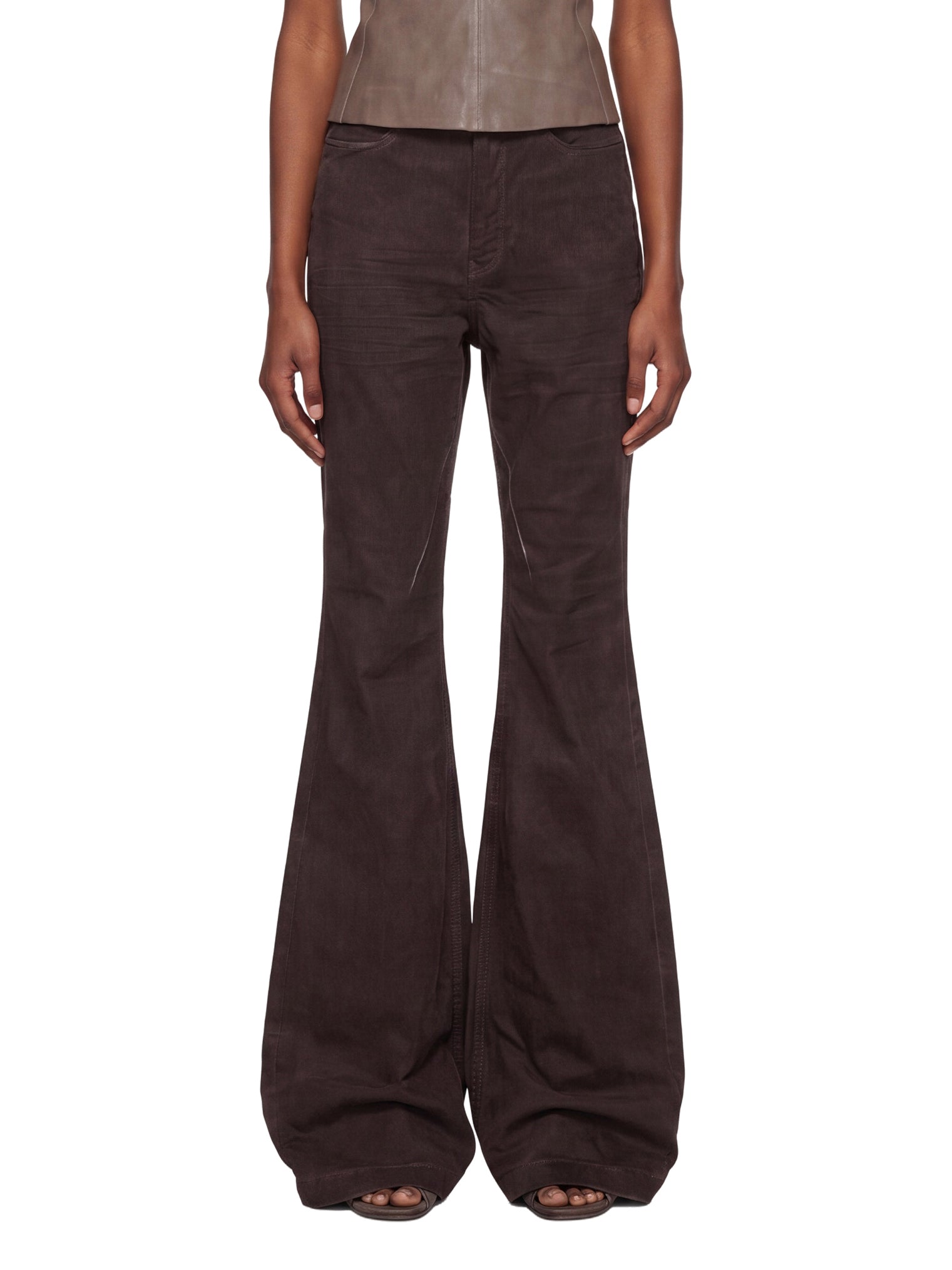 Jeans flare in marrone 