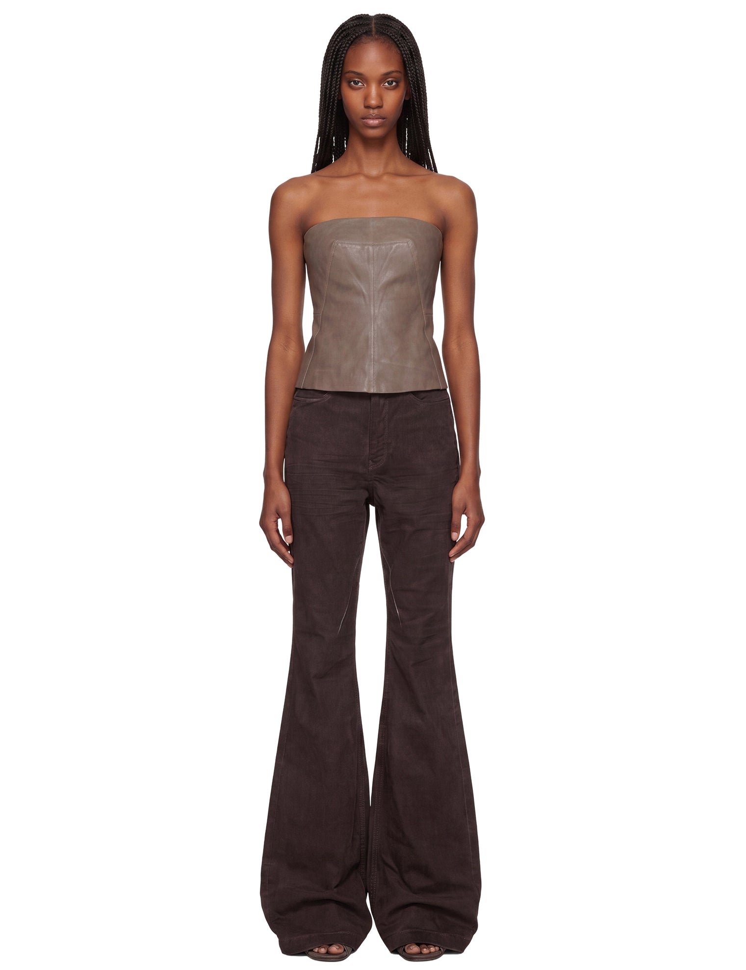 Jeans flare in marrone 