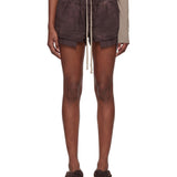 Shorts in denim con coulisse in marrone 