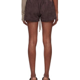 Shorts in denim con coulisse in marrone 