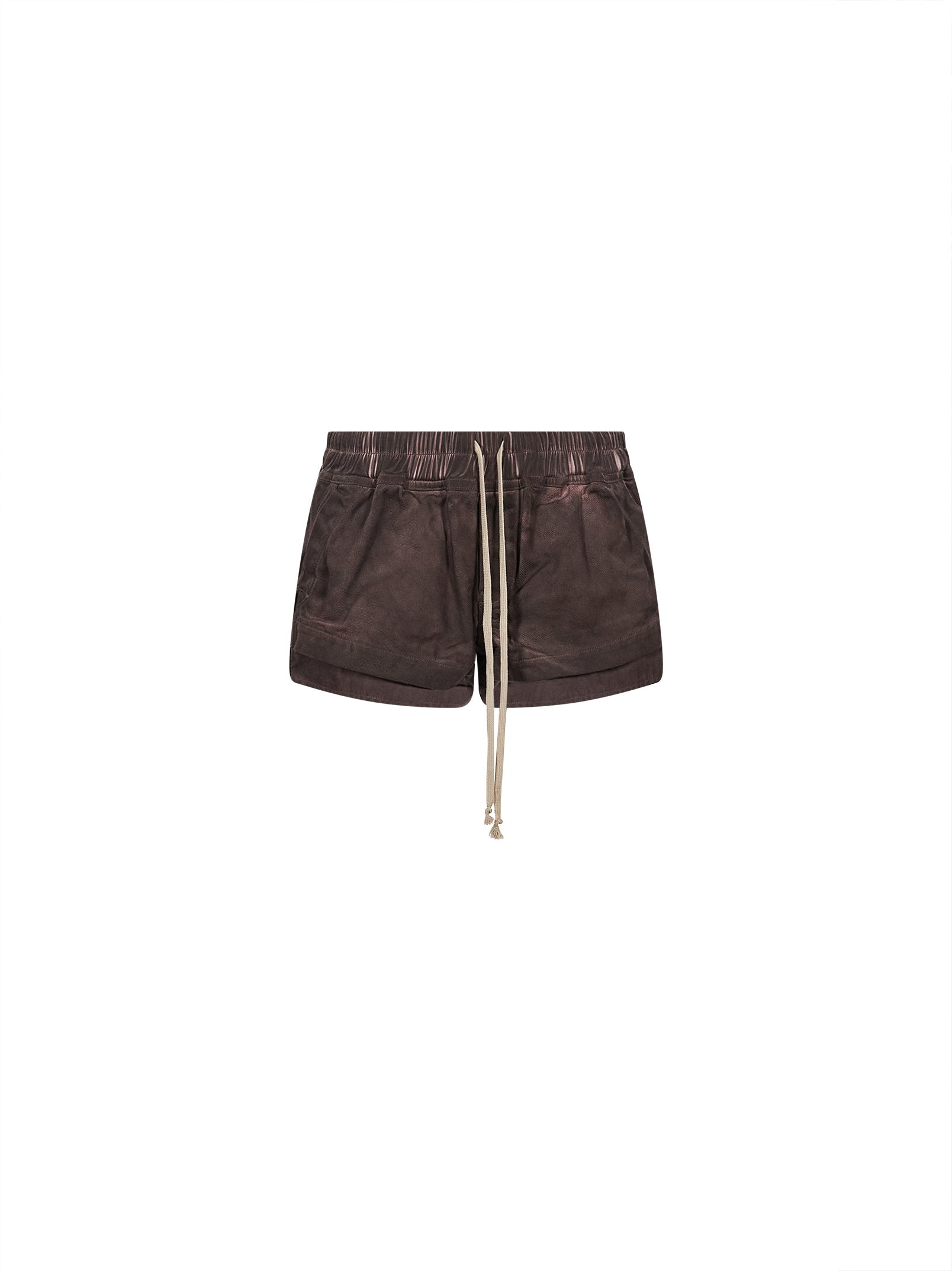 Shorts in denim con coulisse in marrone 