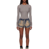 Shorts in denim con coulisse in blu 