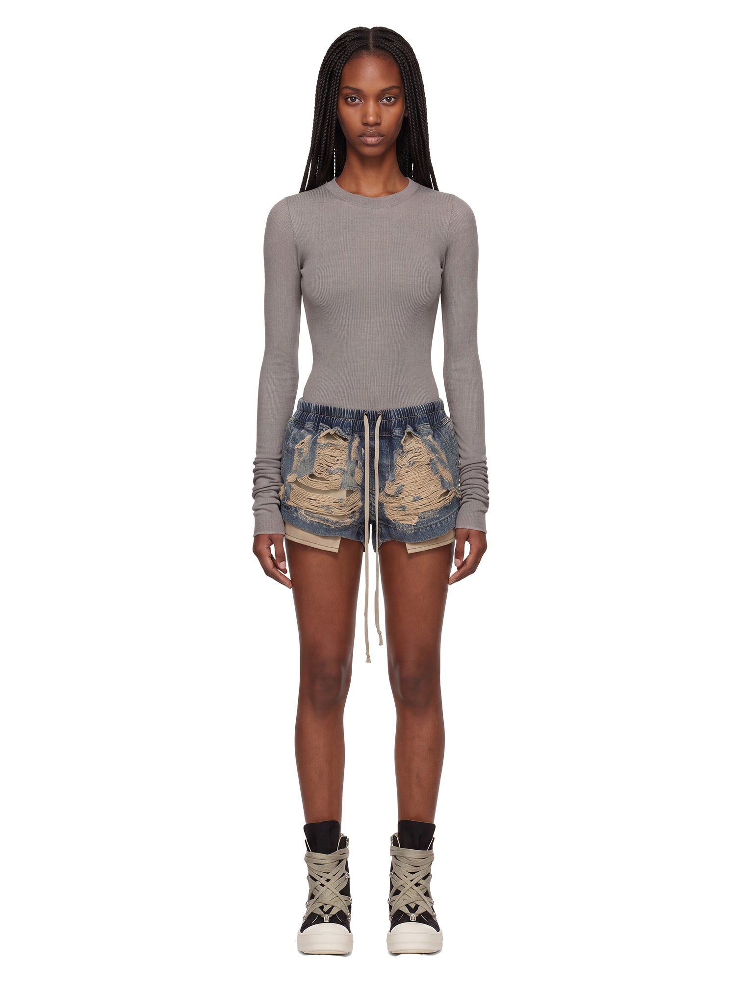 Shorts in denim con coulisse in blu 