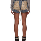Shorts in denim con coulisse in blu 