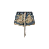 Shorts in denim con coulisse in blu 