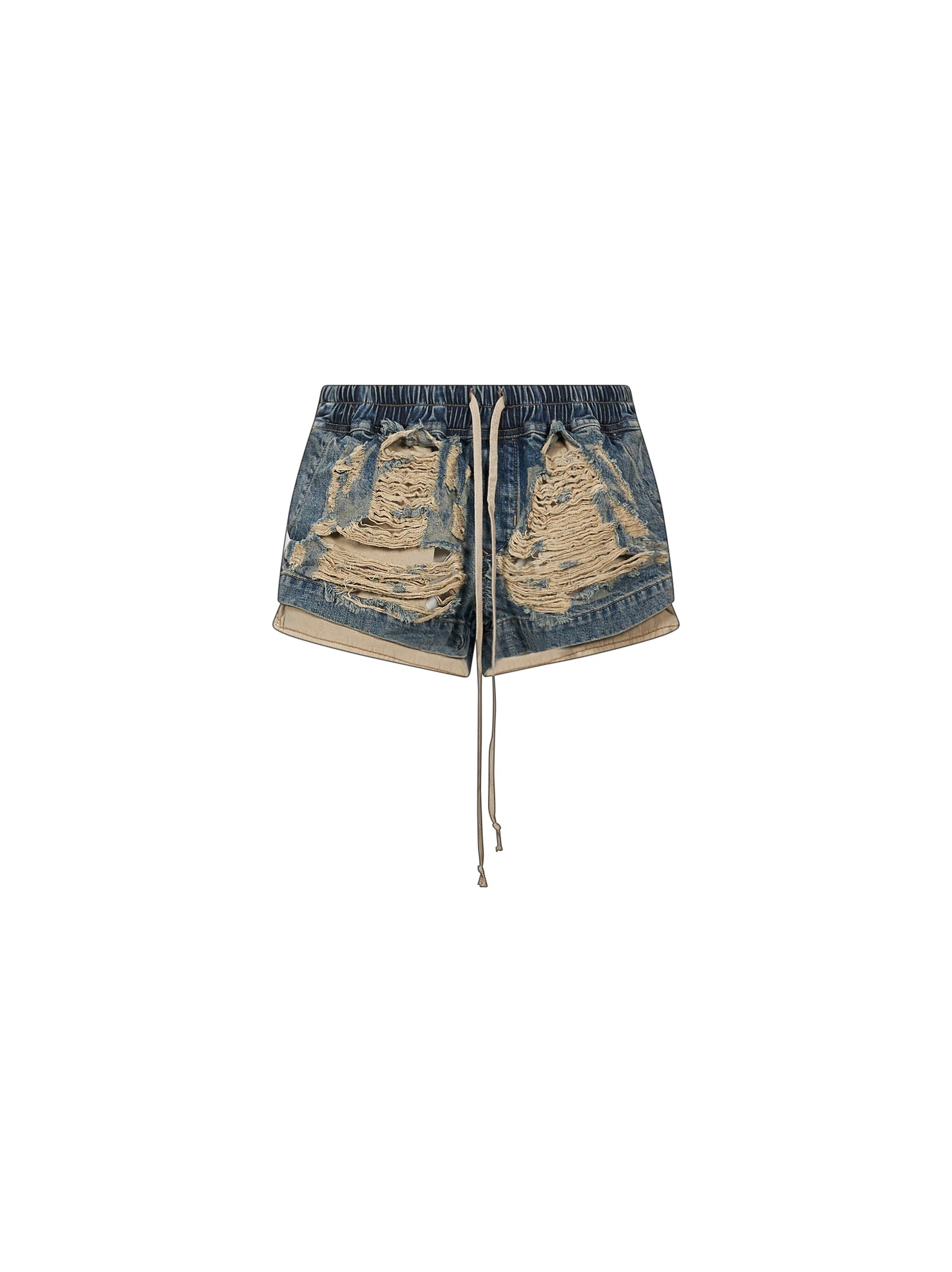 Shorts in denim con coulisse in blu 