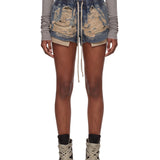 Shorts in denim con coulisse in blu 