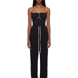 Gonna lunga con spacchi pillar in nero 