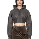 Bomber corto imbottito Hooded Flight in grigio 
