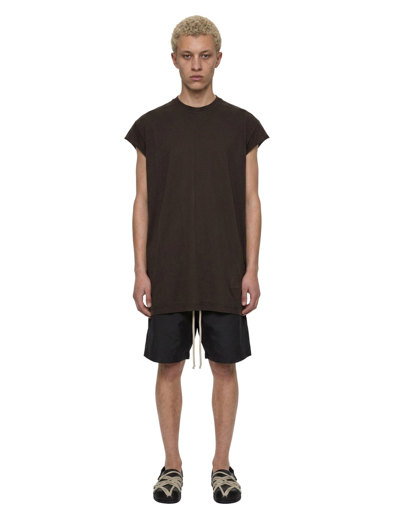 T-shirt Jumbo senza maniche in marrone 