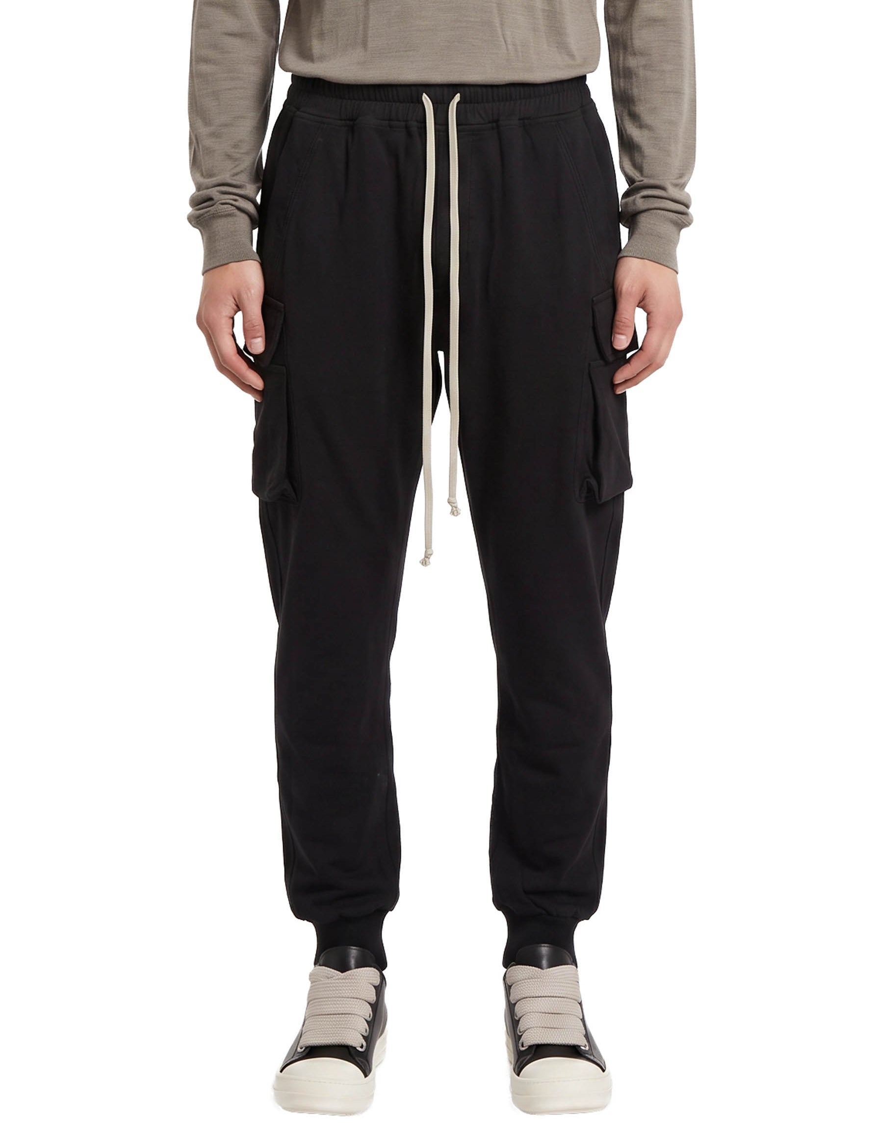 Pantaloni cargo con coulisse mastodon in nero 