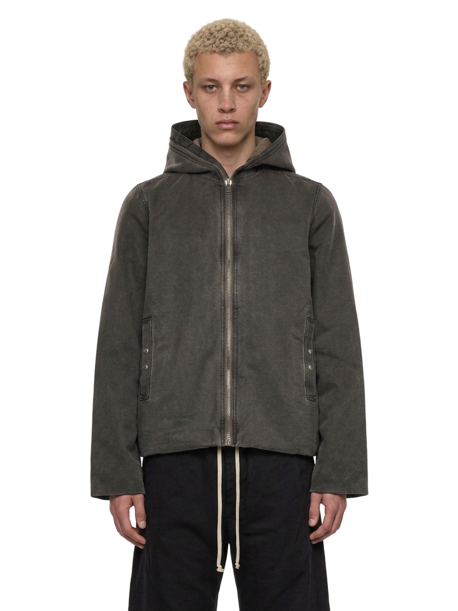 Giacca imbottita con zip in grigio 