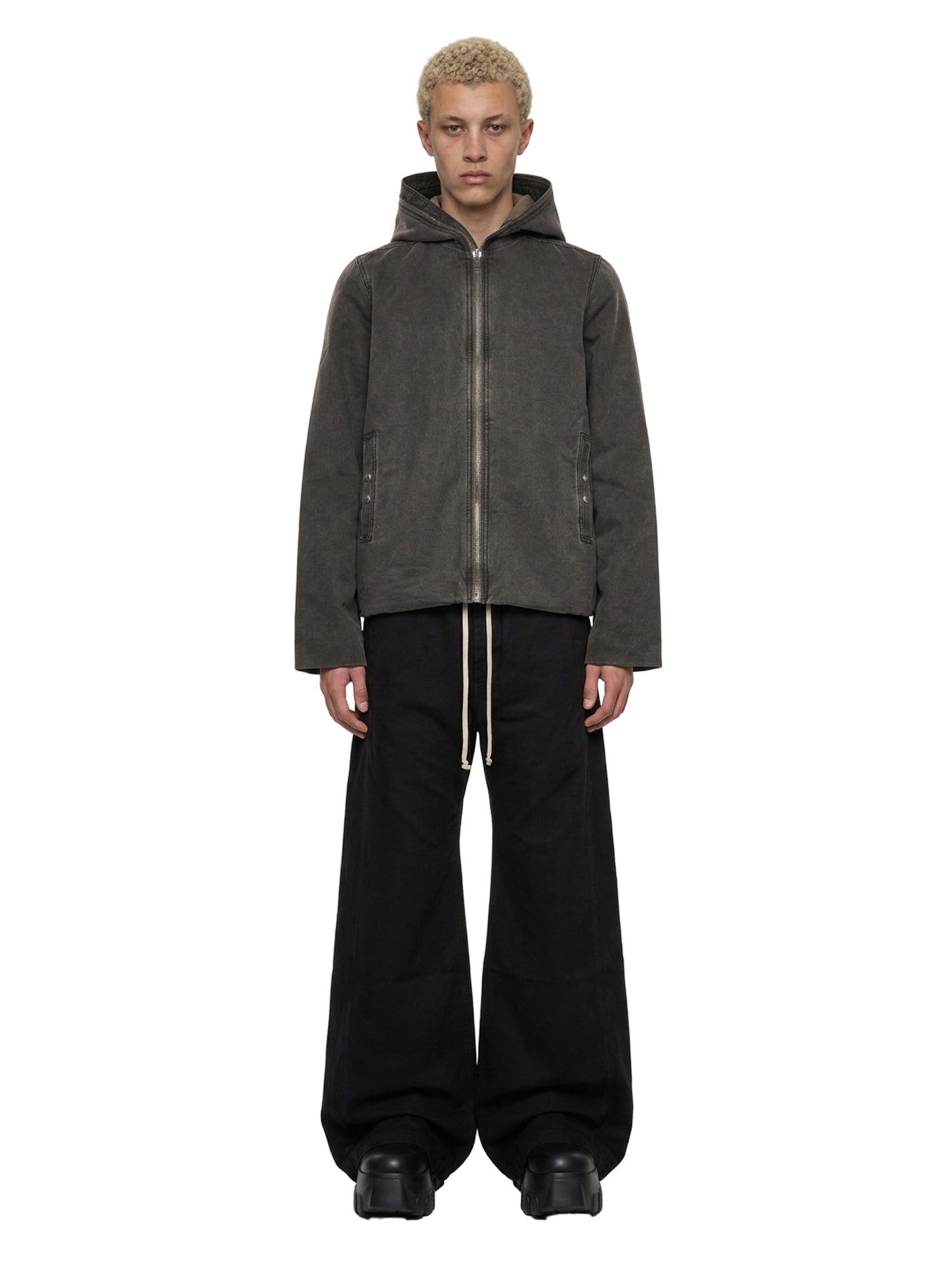 Giacca imbottita con zip in grigio 