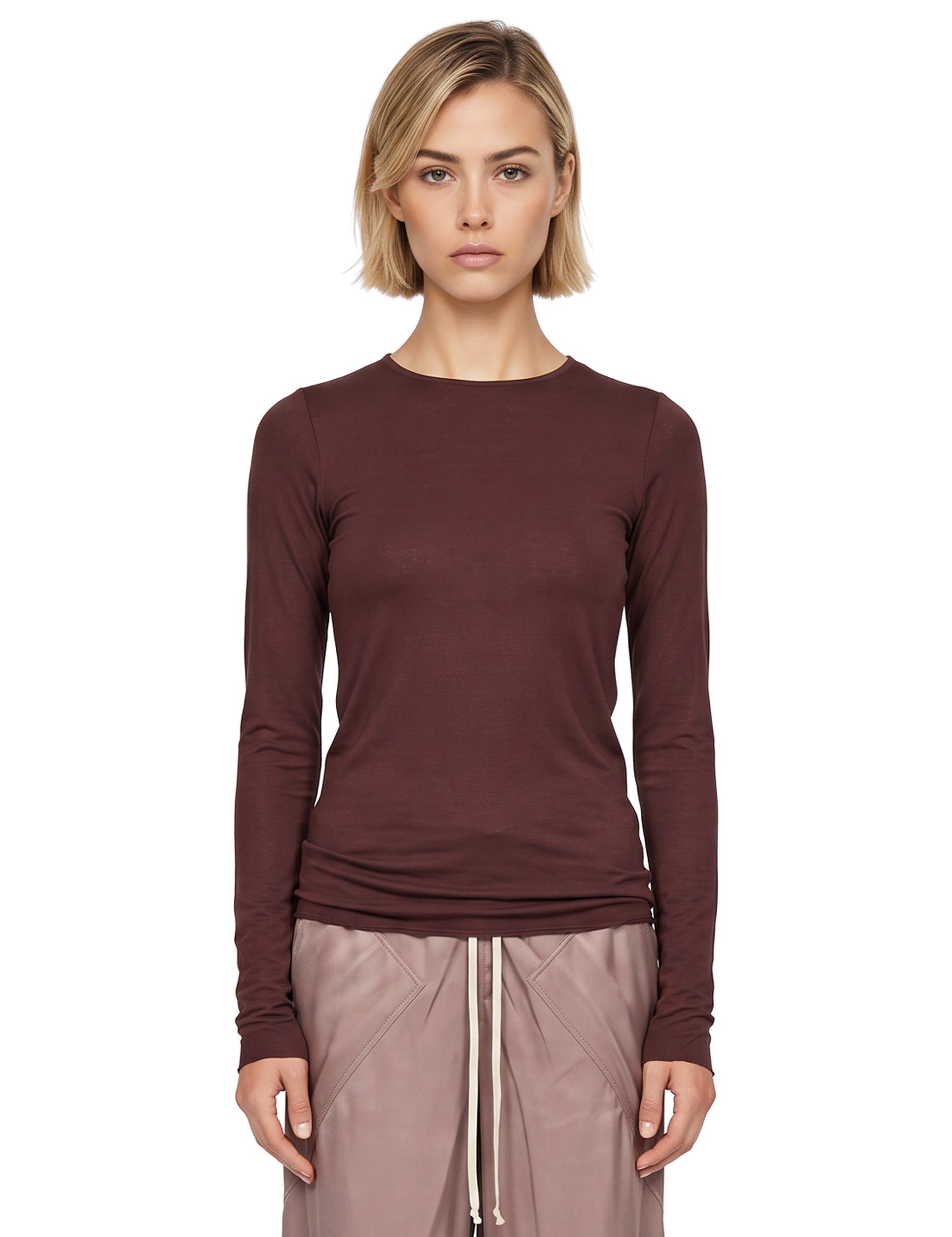 T-shirt manica lunga in bordeaux 