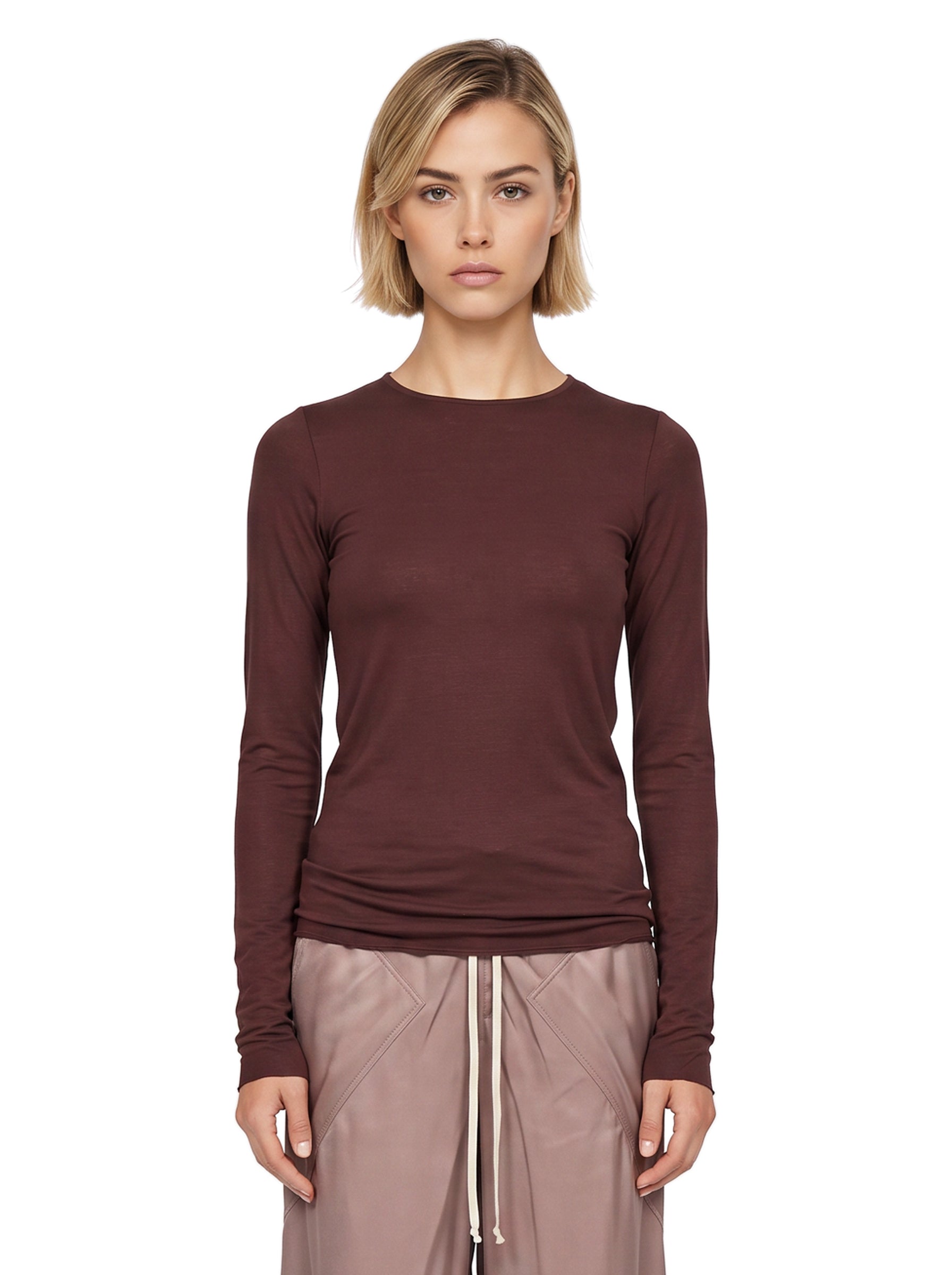 T-shirt manica lunga in bordeaux 