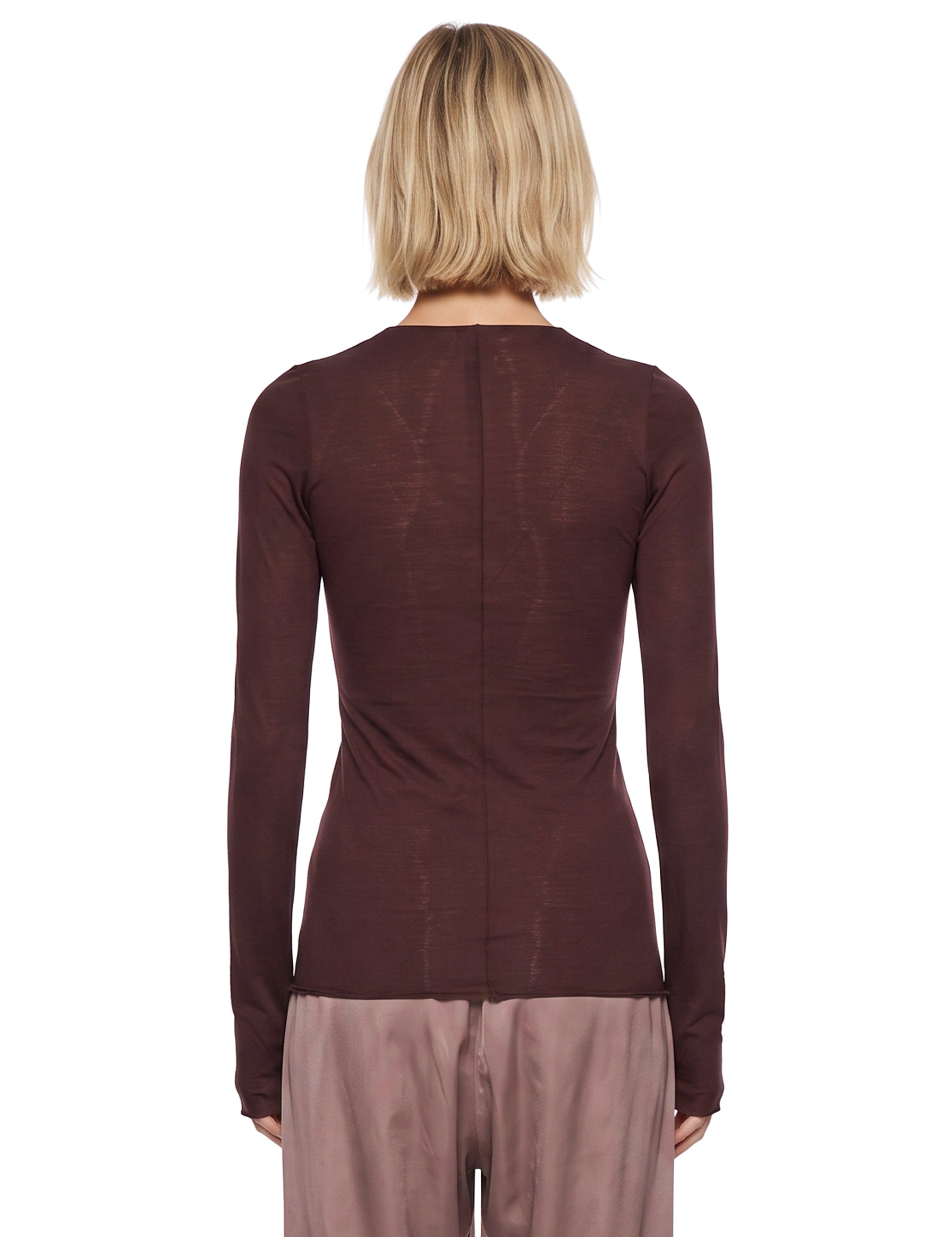 T-shirt manica lunga in bordeaux 