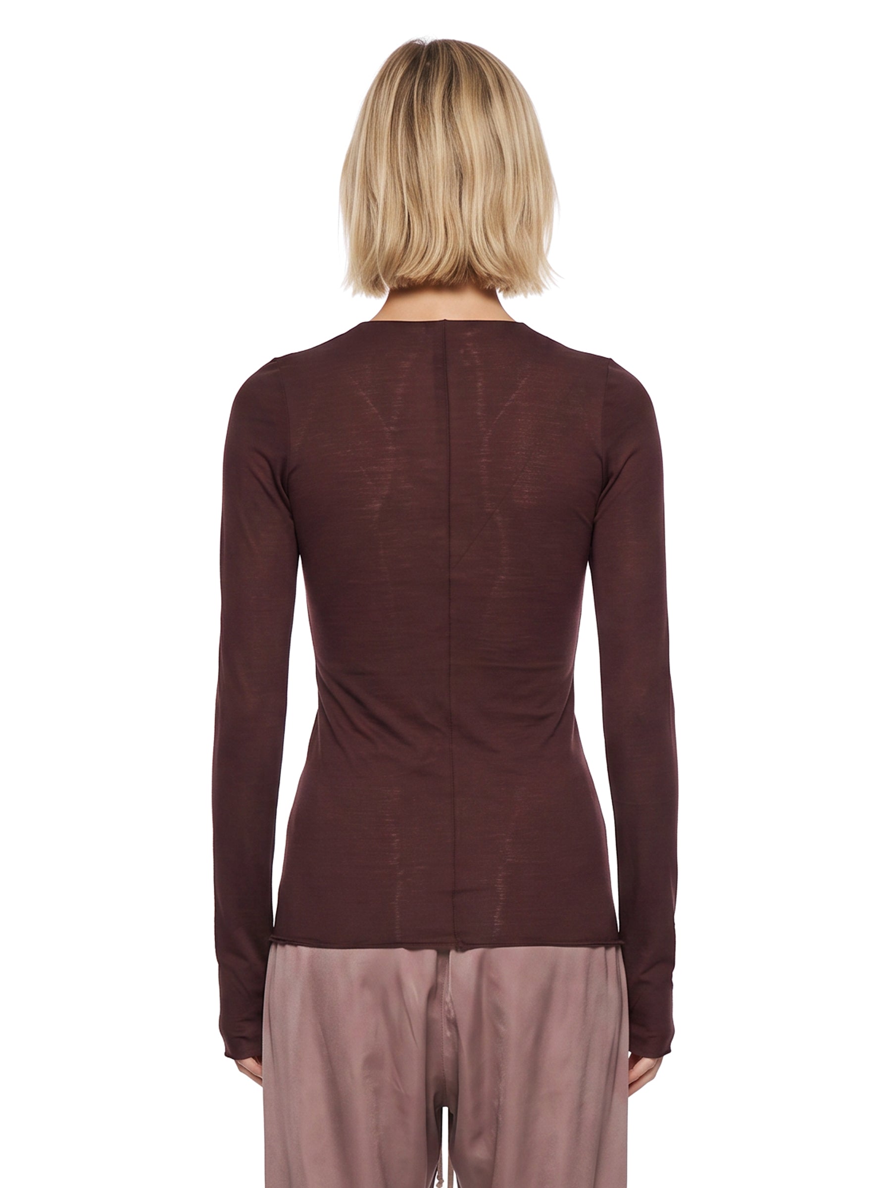 T-shirt manica lunga in bordeaux 