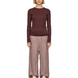 T-shirt manica lunga in bordeaux 