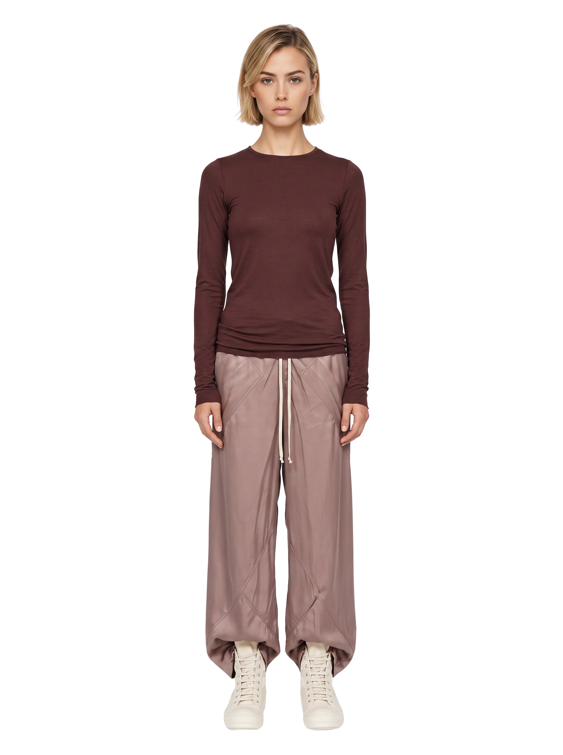 T-shirt manica lunga in bordeaux 
