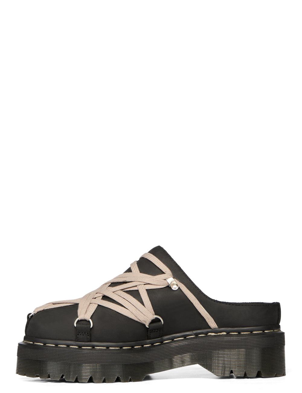 Mules Megalace in pelle in nero 