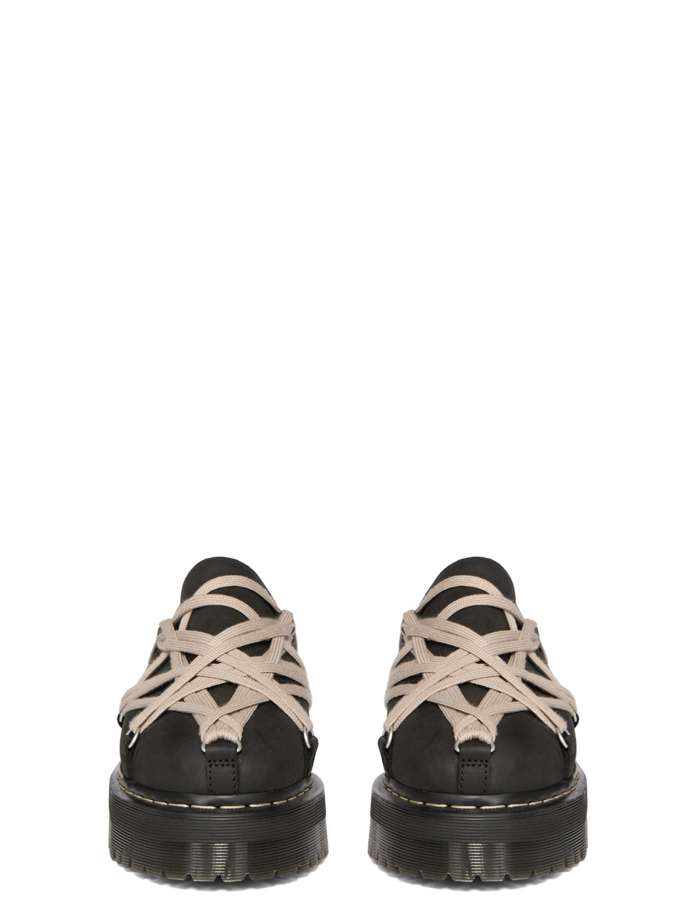 Mules Megalace in pelle in nero 