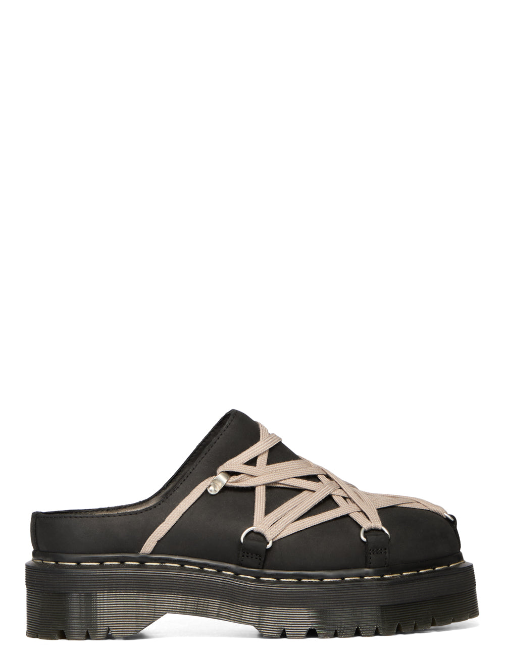 Mules Megalace in pelle in nero 