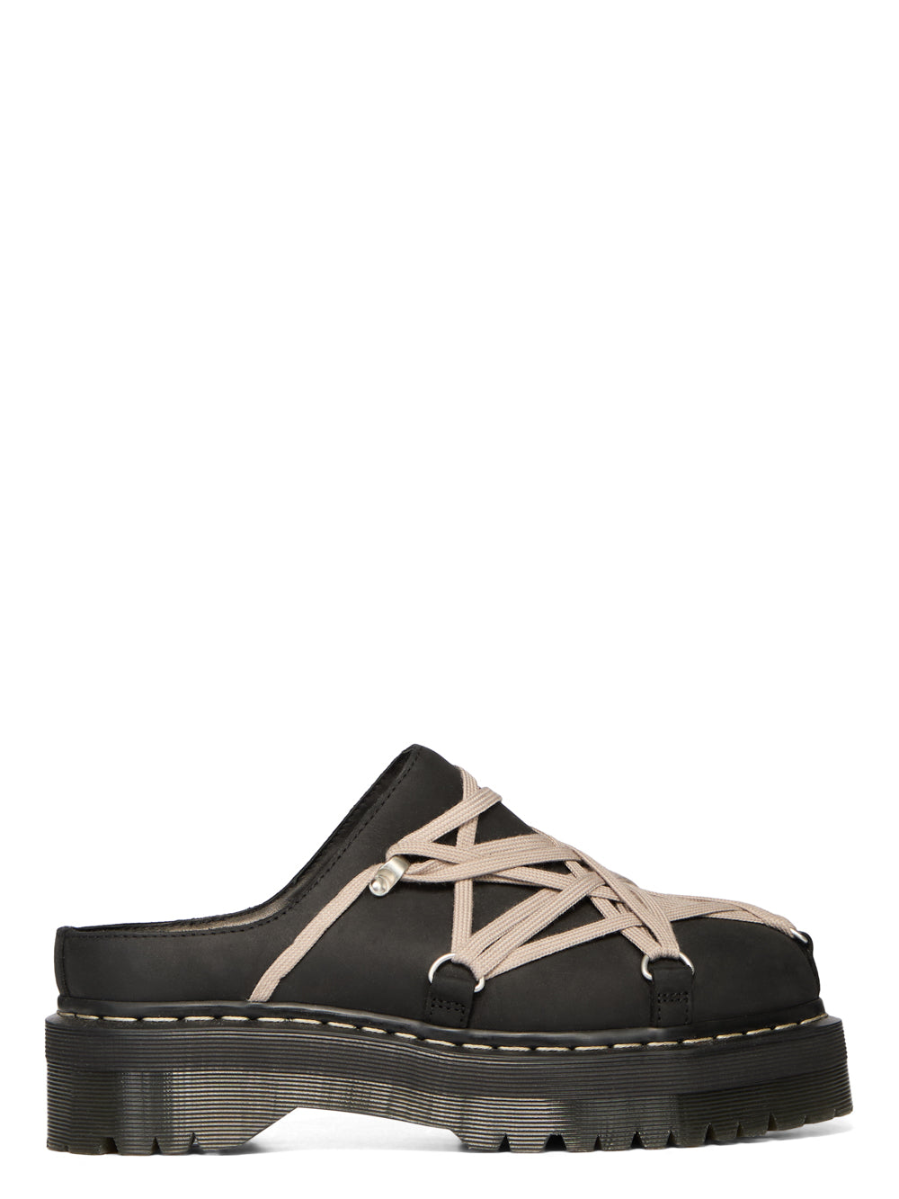 Mules Megalace in pelle in nero 