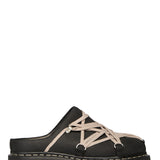 Mules Megalace in pelle in nero 