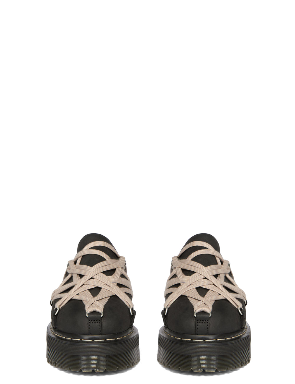 Mules Megalace in pelle in nero 