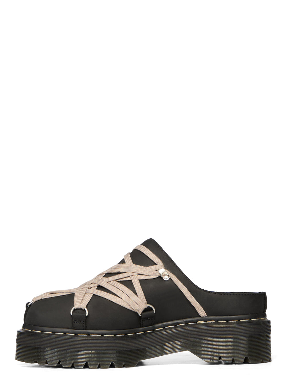 Mules Megalace in pelle in nero 