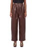 Pantaloni a vita alta in pelle in marrone
