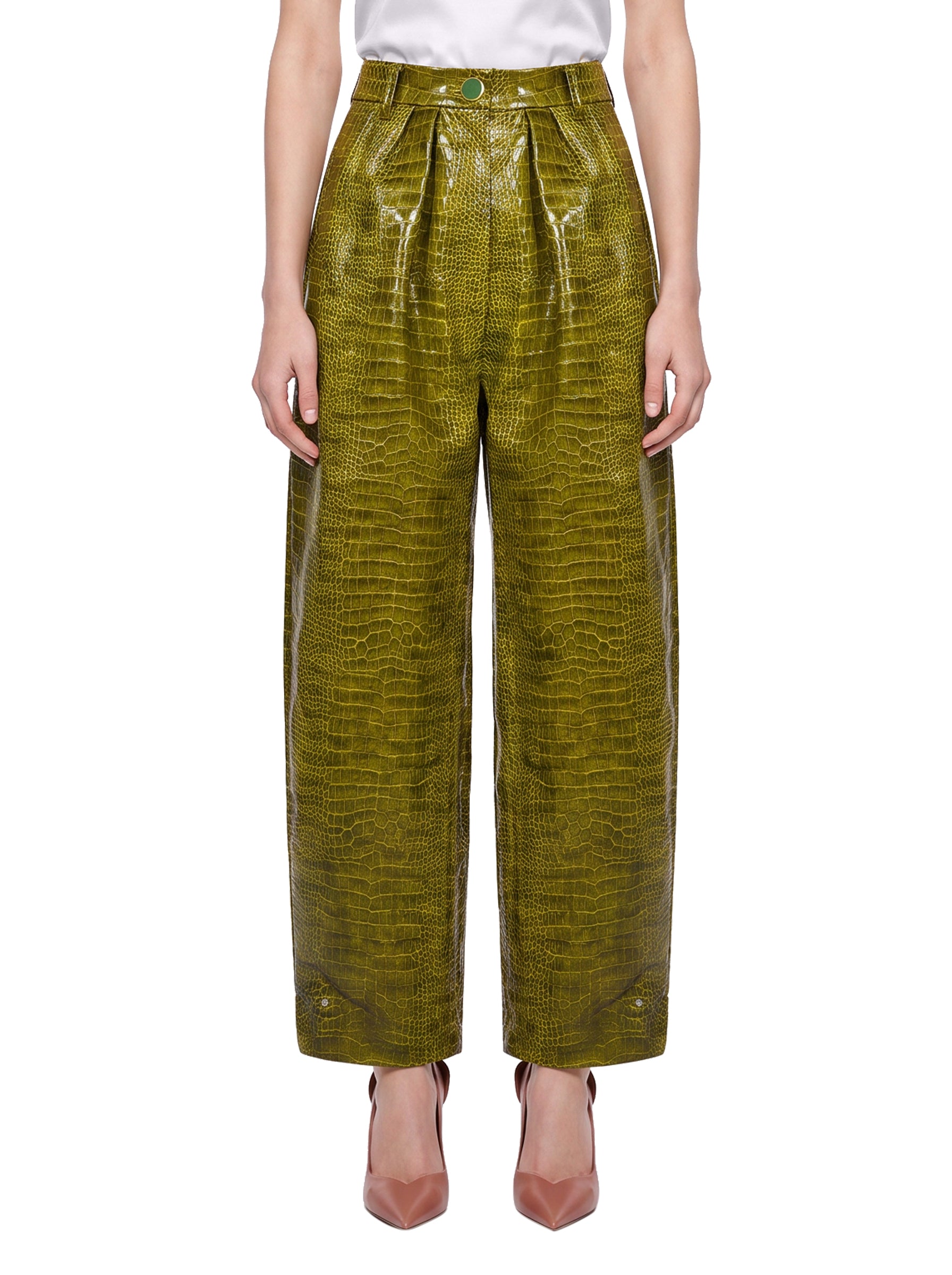 Pantaloni con effetto coccodrillo 