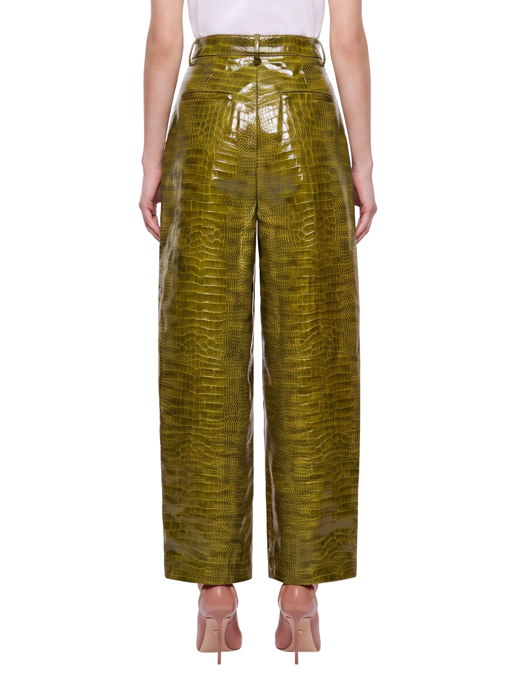 Pantaloni con effetto coccodrillo 
