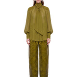 Pantaloni con effetto coccodrillo 