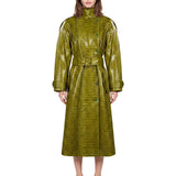 Cappotto lungo oversize modello Croco in verde 
