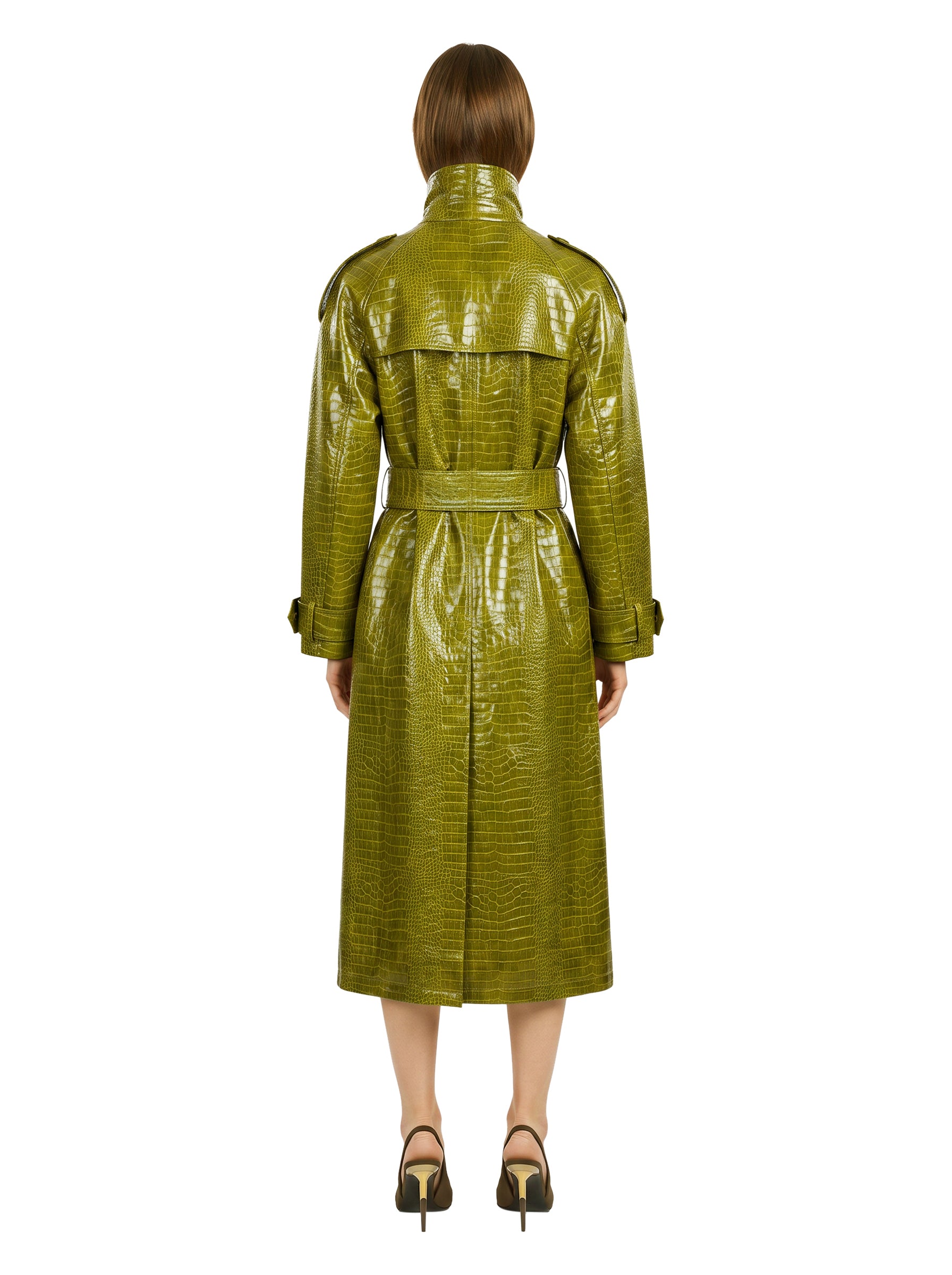 Cappotto lungo oversize modello Croco in verde 