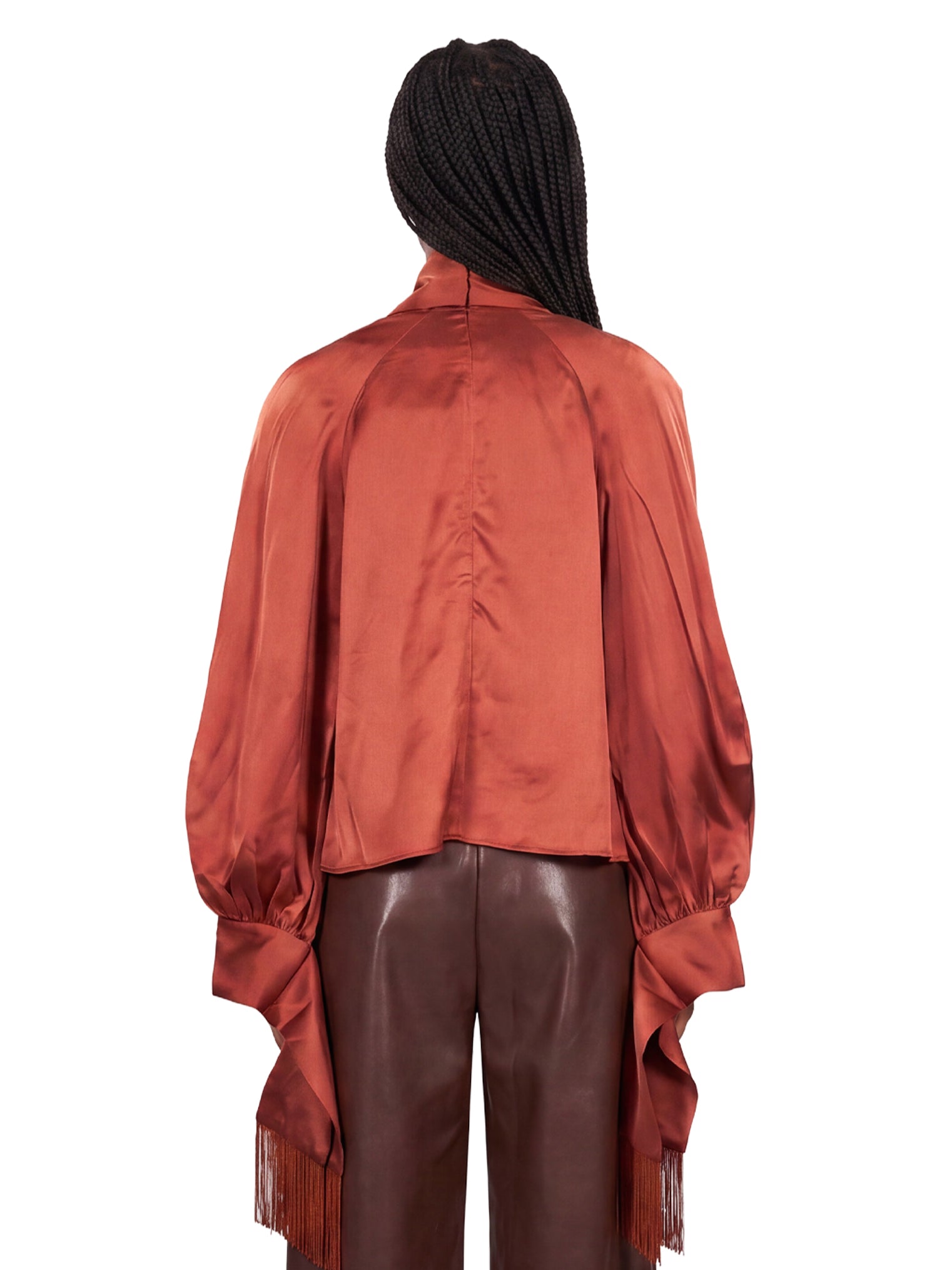 Blusa con dettaglio a sciapra con frage in marrone 