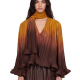 Camicia plissettata degradè in marrone 