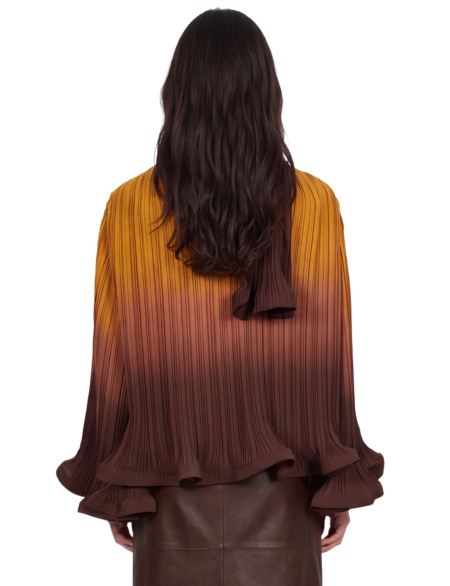 Camicia plissettata degradè in marrone 