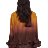 Camicia plissettata degradè in marrone 