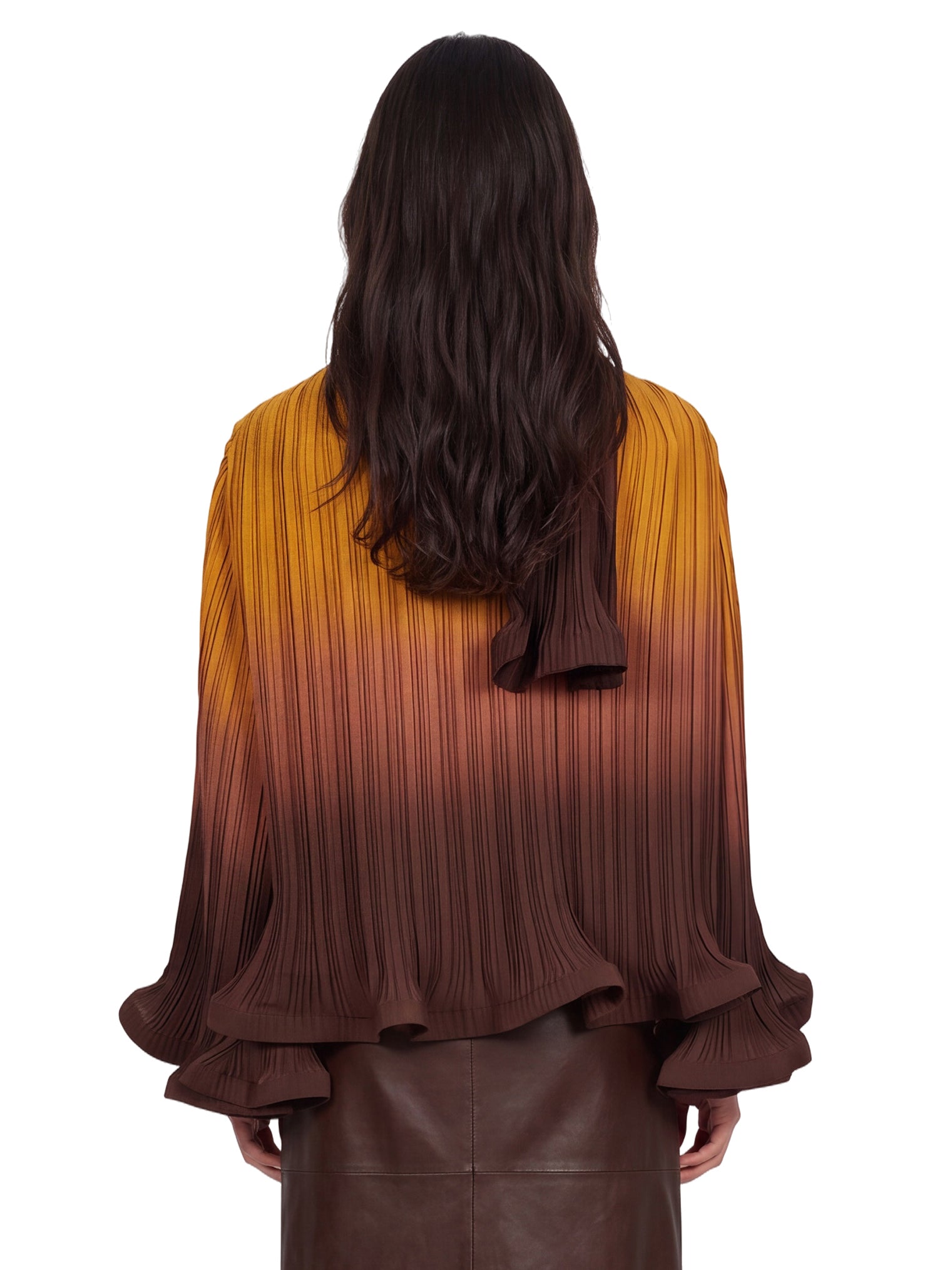 Camicia plissettata degradè in marrone 