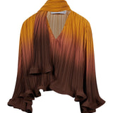 Camicia plissettata degradè in marrone 