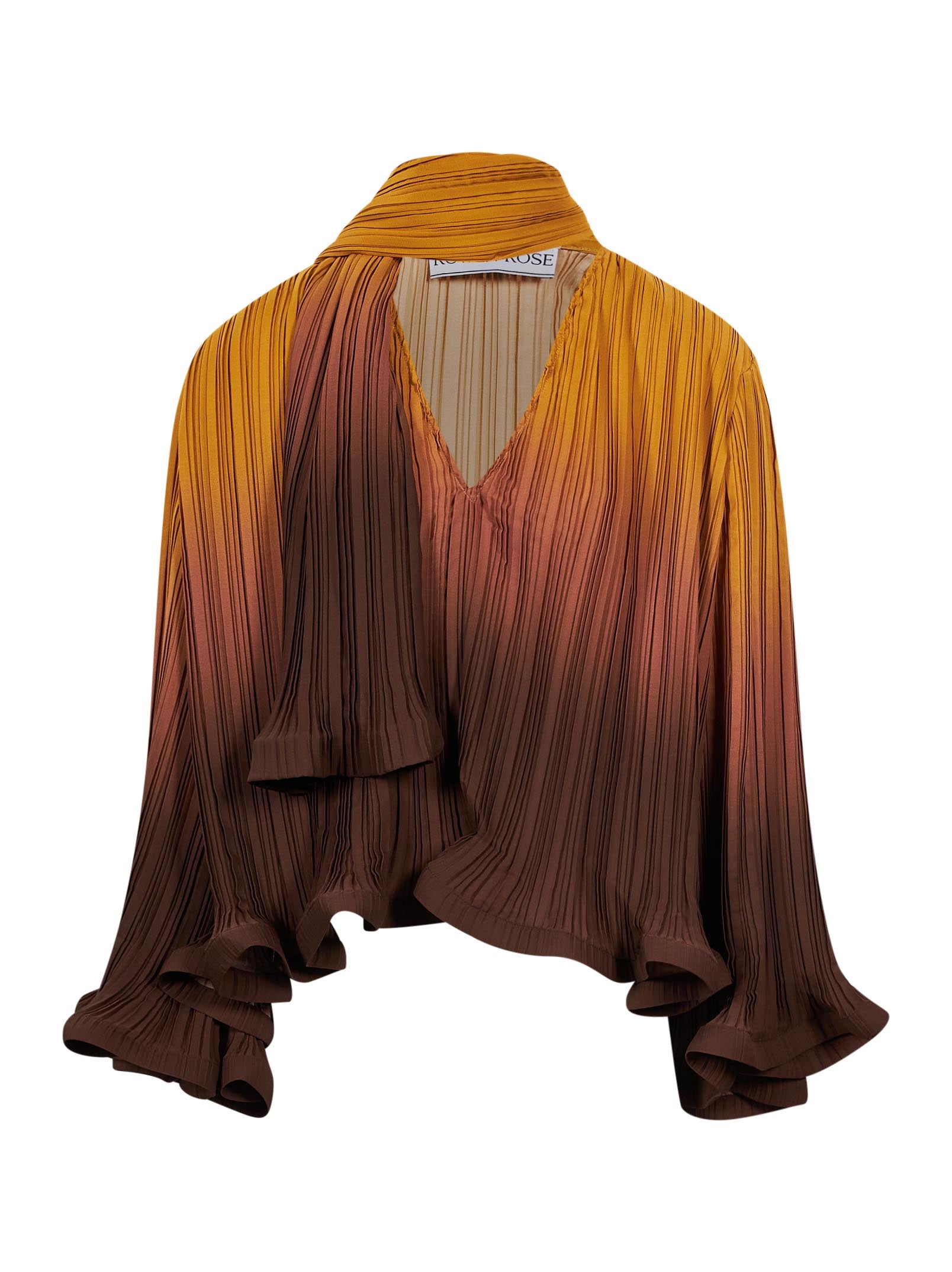 Camicia plissettata degradè in marrone 