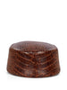 Croco Pillbox Hat in brown