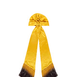 Foulard satinato con frange in giallo 