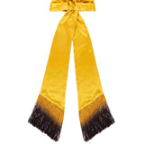 Foulard satinato con frange in giallo 