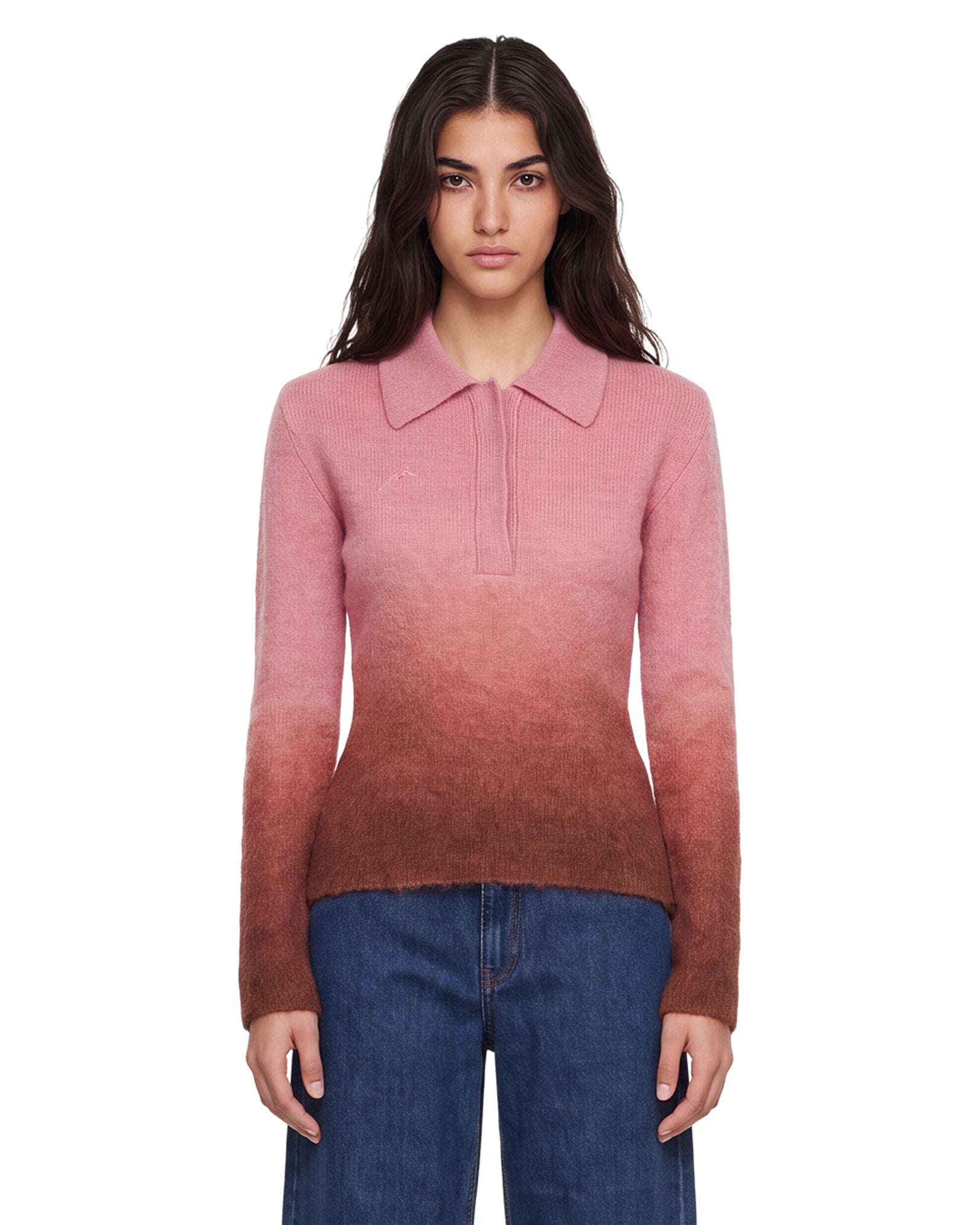 Polo degradè in mohair rosa 