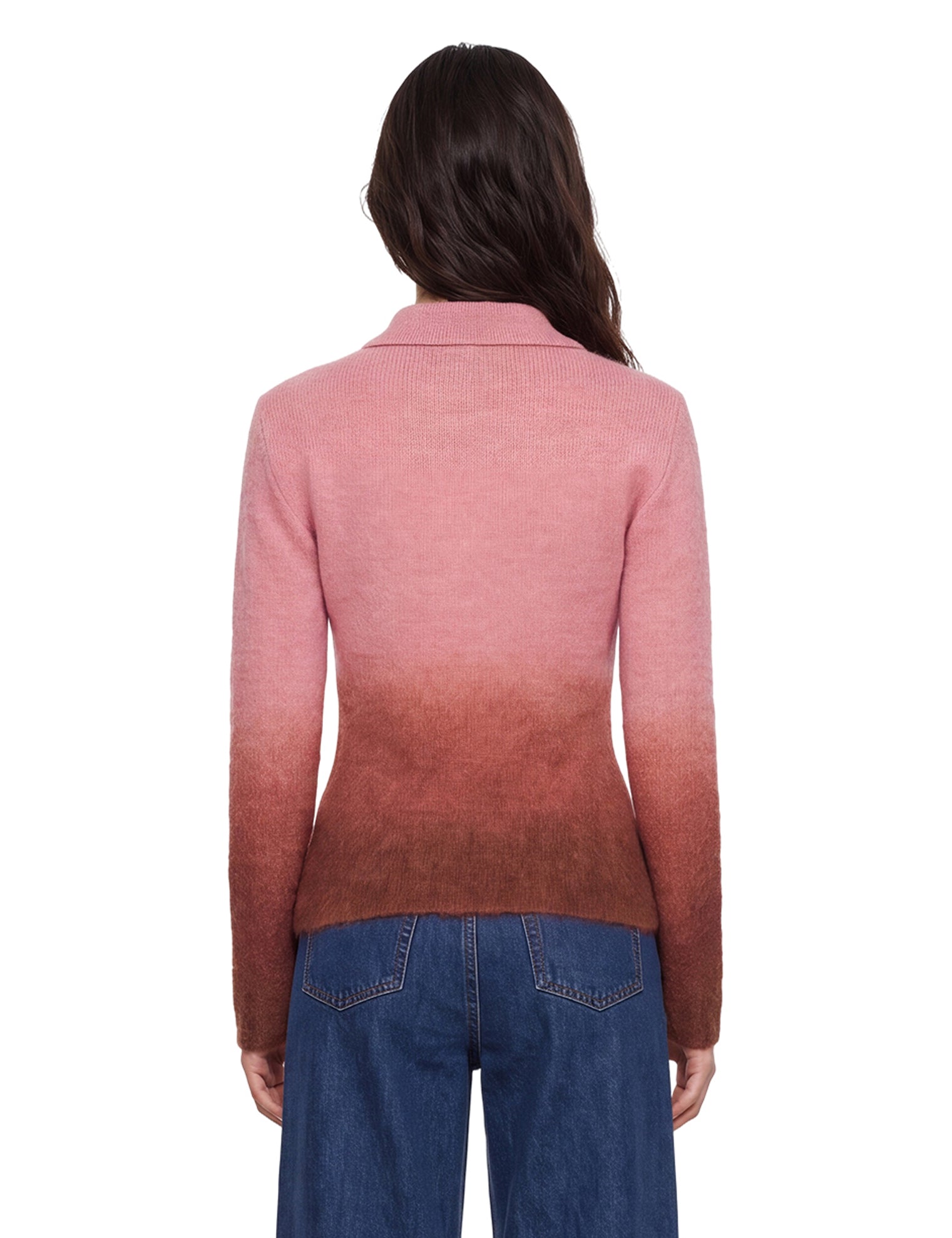 Polo degradè in mohair rosa 