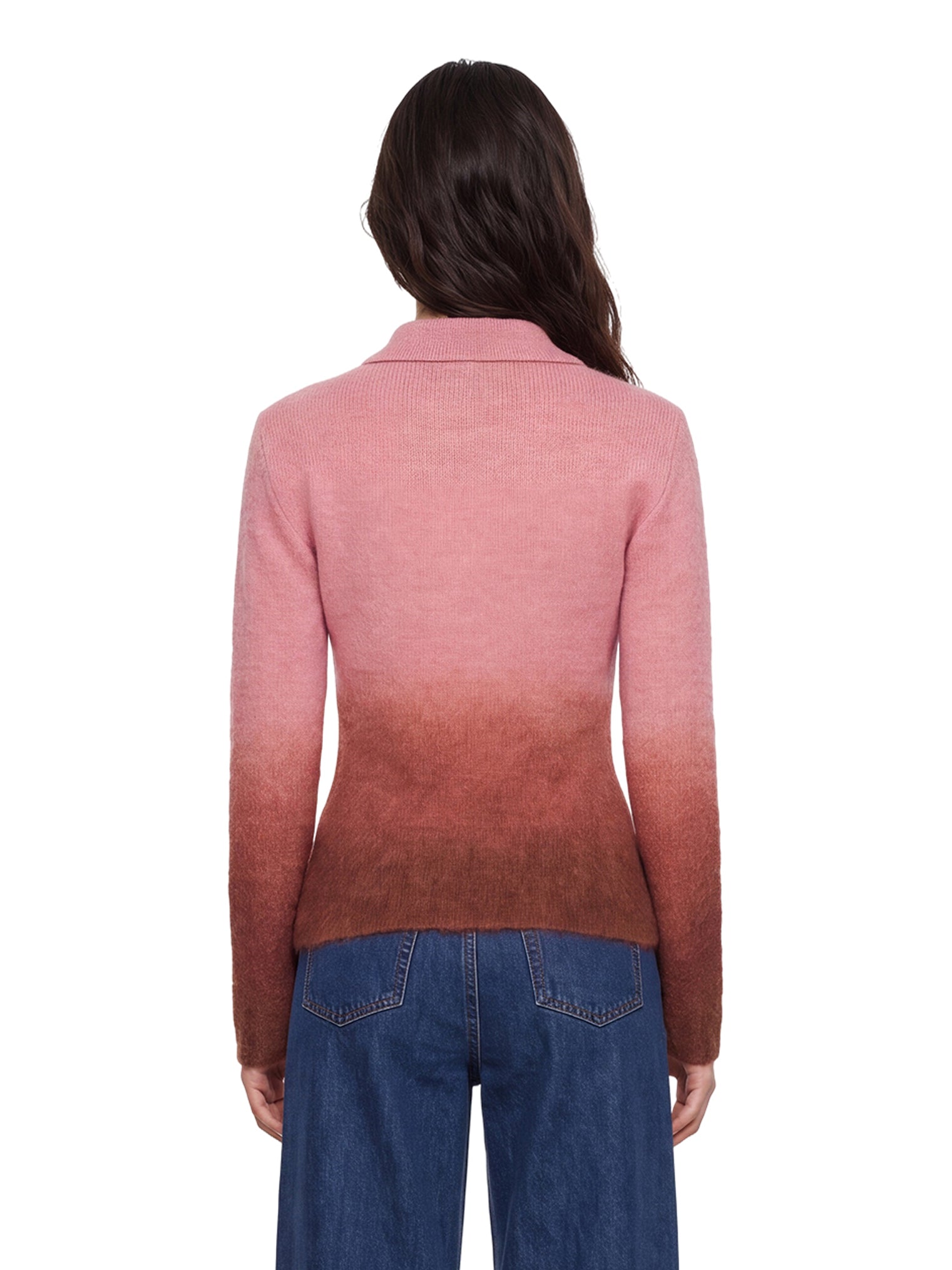 Polo degradè in mohair rosa 